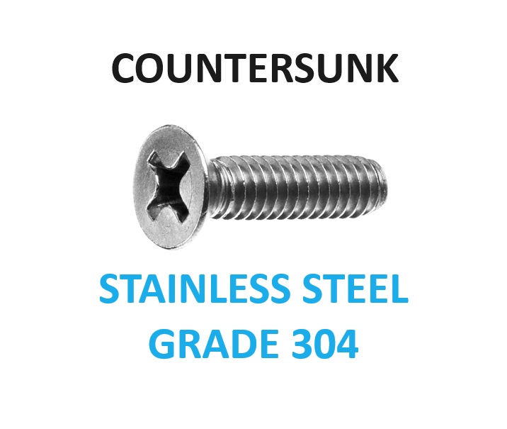 Countersunk Metal Threads-Machine Screws Grade 304 Metric and BSW